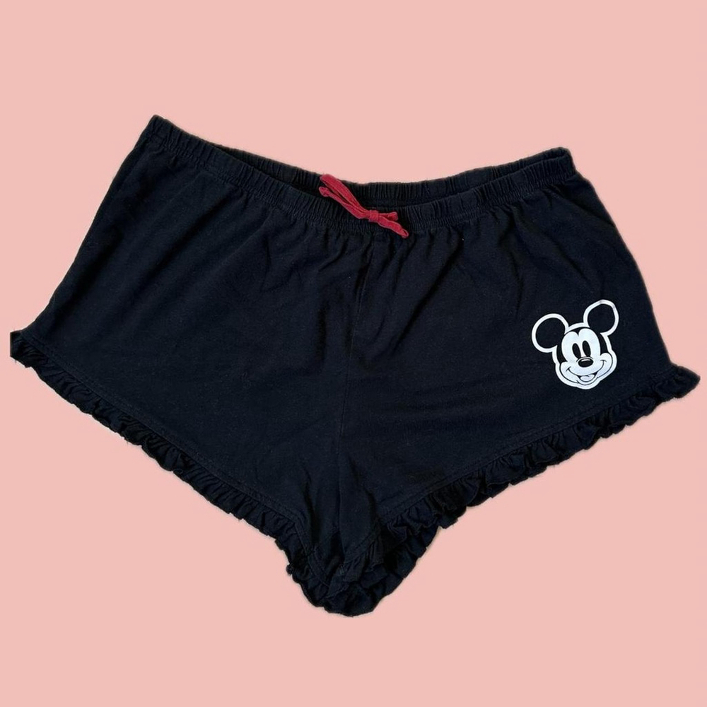 Disney Mickey Mouse Mini Ruffle Shorts – Black with Red Bow